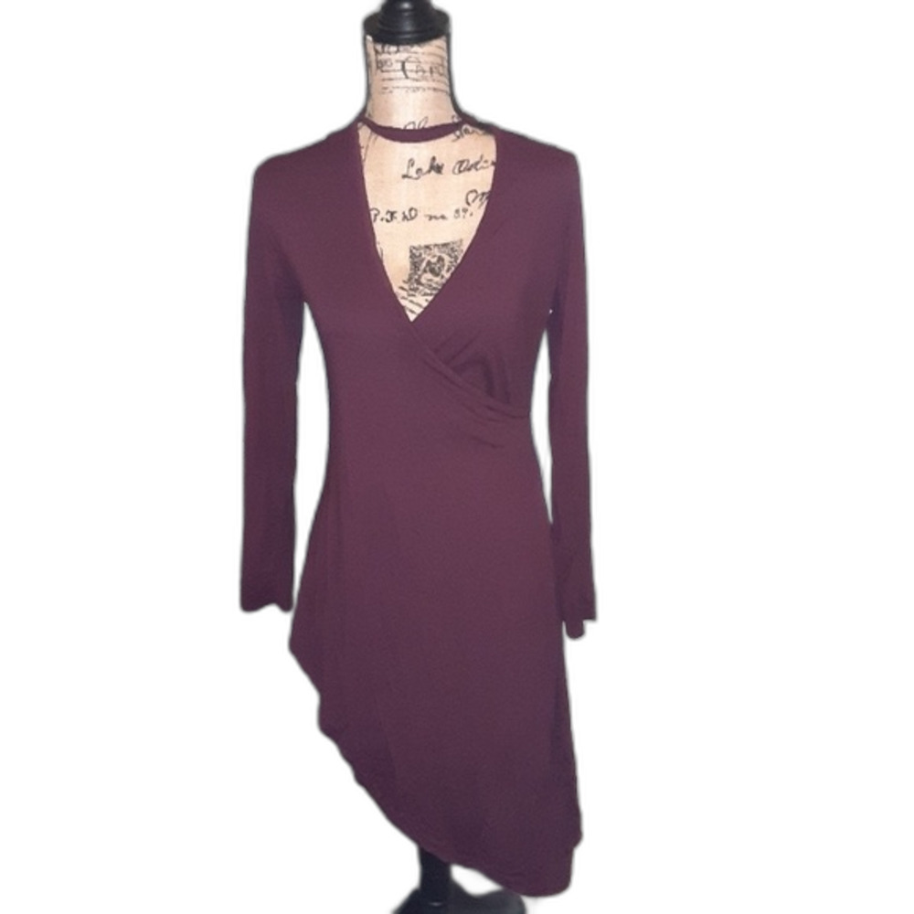 Special One Large Burgundy Asymmetrical Choker Dress NWT